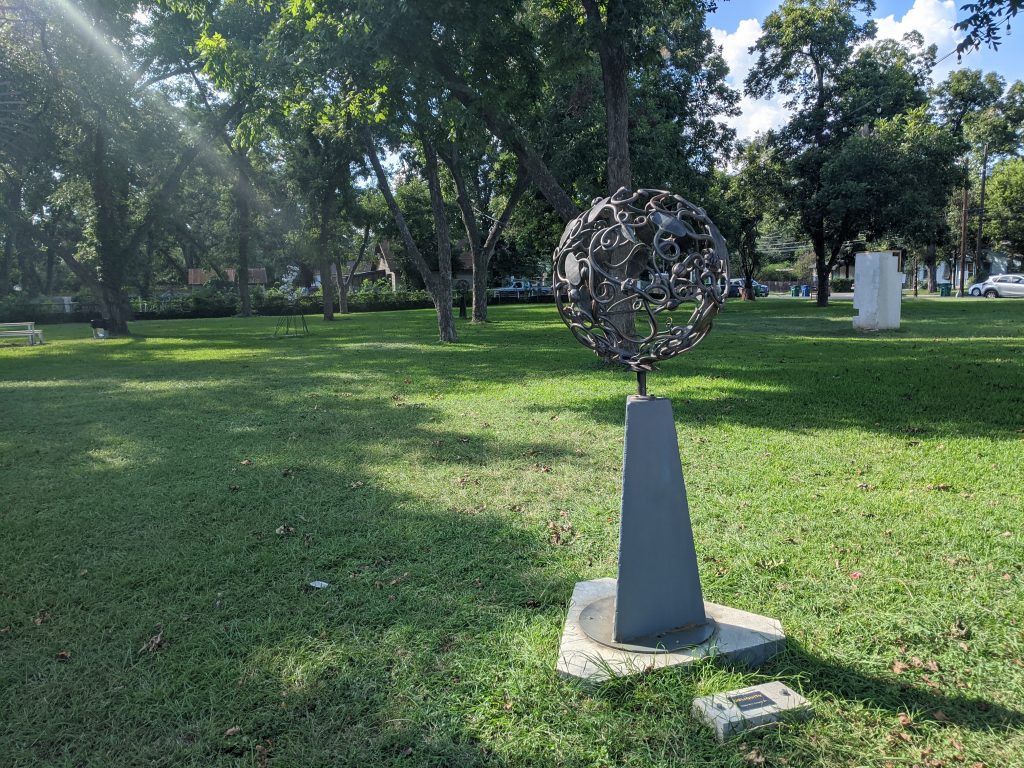 Weird Austin: Globe art in the park.