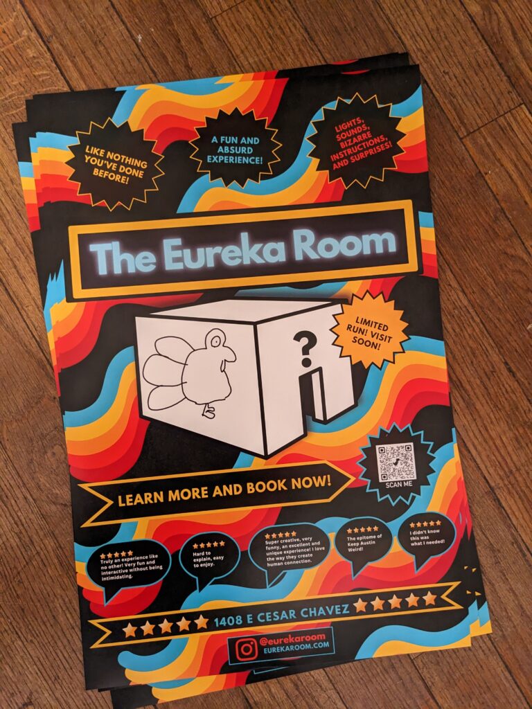 Poster advertising the eureka room.